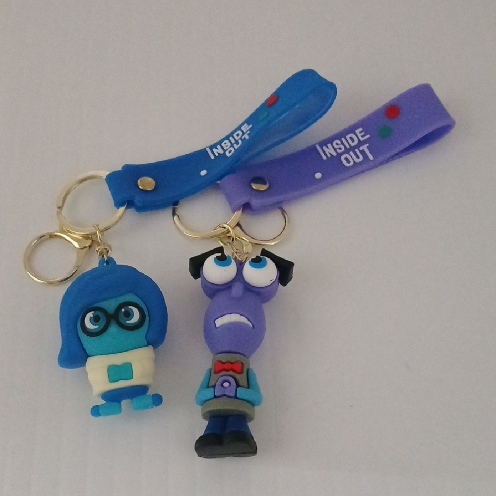 Inside Out Character Keychains - Blue and Purple Set of 2